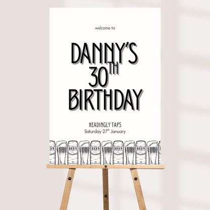 Personalised Birthday Welcome Sign | Beer Themed Party Board | Custom Name & Venue | Pub Party Décor | Matching Selfie F
