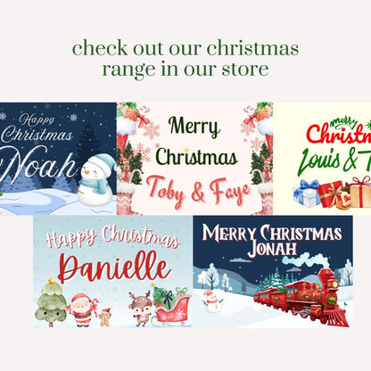 Personalised Christmas Sign | Train Themed Christmas Decor Board | Custom Name Festive Sign | Kids Christmas Party Decoration