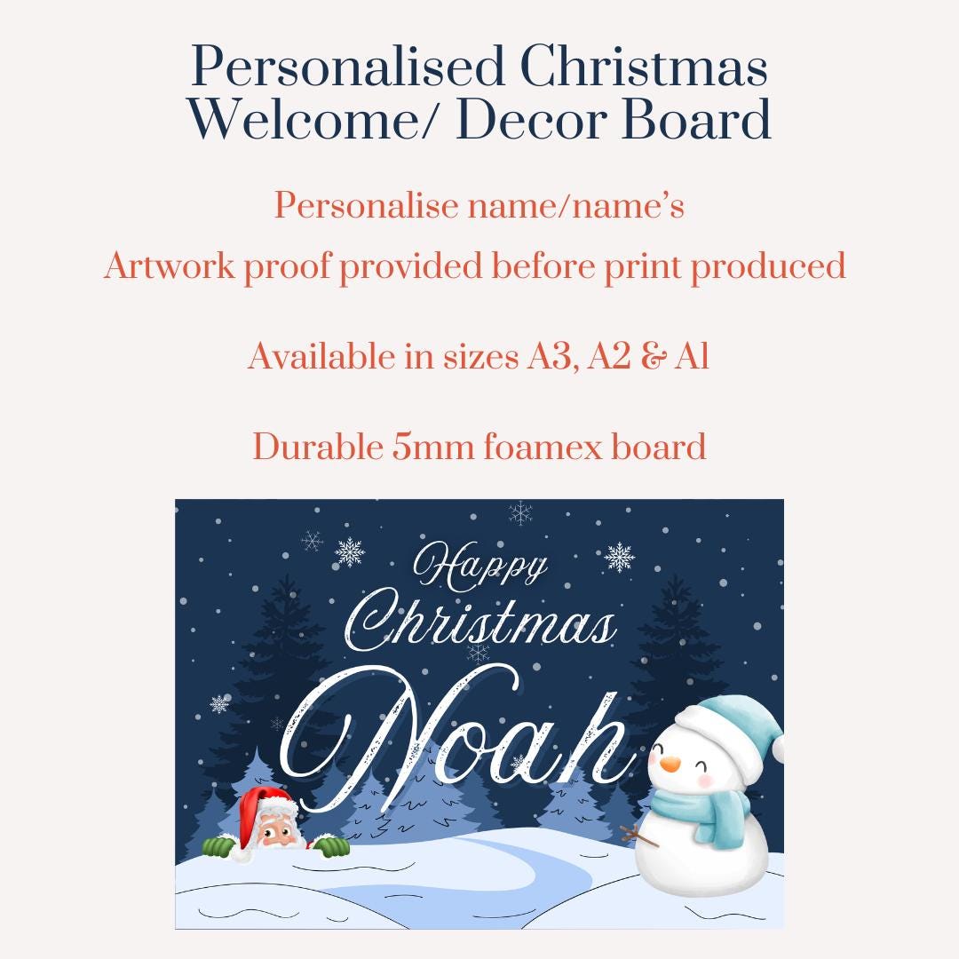 Personalised Christmas Sign – Snowman & Santa