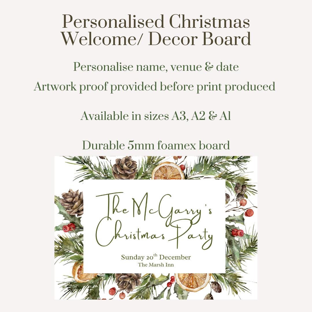 Personalised Christmas Party Sign | Custom Christmas Welcome Board | Festive Event Decoration | Holiday Party Sign | Printed Foamex Board