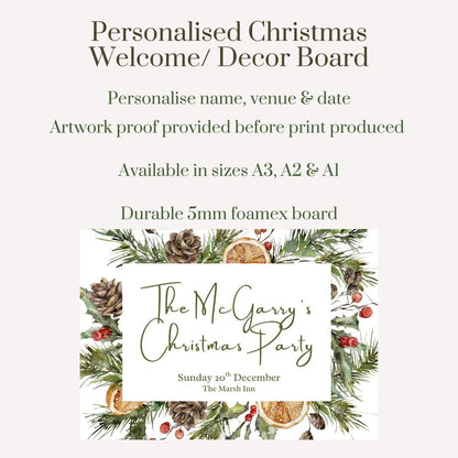 Personalised Christmas Party Sign | Custom Christmas Welcome Board | Festive Event Decoration | Holiday Party Sign | Printed Foamex Board