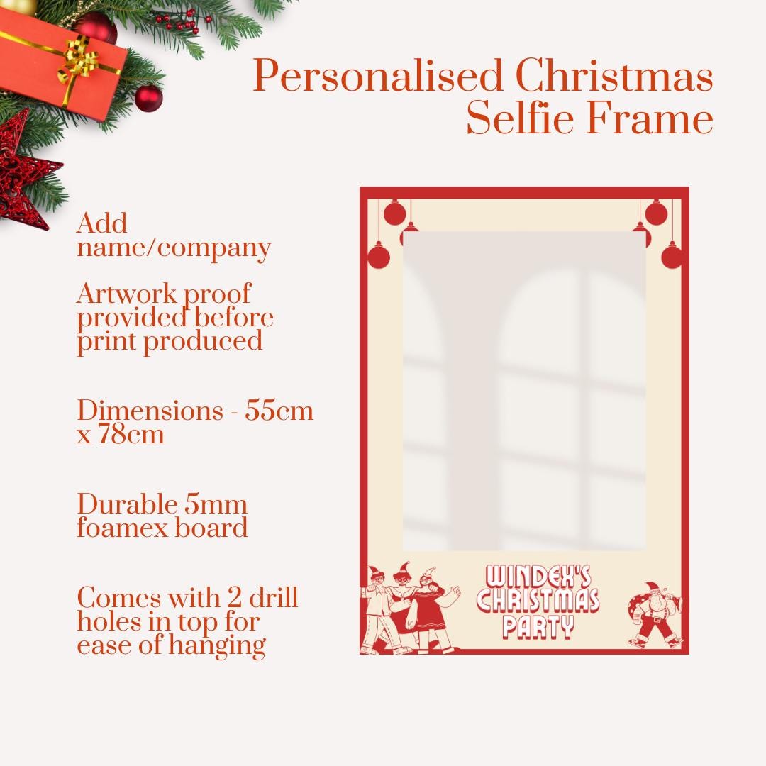 Personalised Christmas Selfie Frame | Custom Christmas Party Photo Prop | Company Christmas Party Decoration | Photo Booth Frame