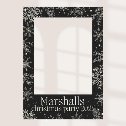 Personalised Christmas Selfie Frame | Elegant Black & White Christmas Photo Prop | Custom Company Christmas Decoration |