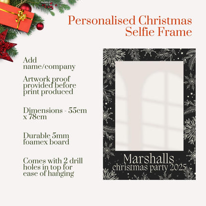 Personalised Christmas Selfie Frame | Elegant Black & White Christmas Photo Prop | Custom Company Christmas Decoration | Photo Booth Frame