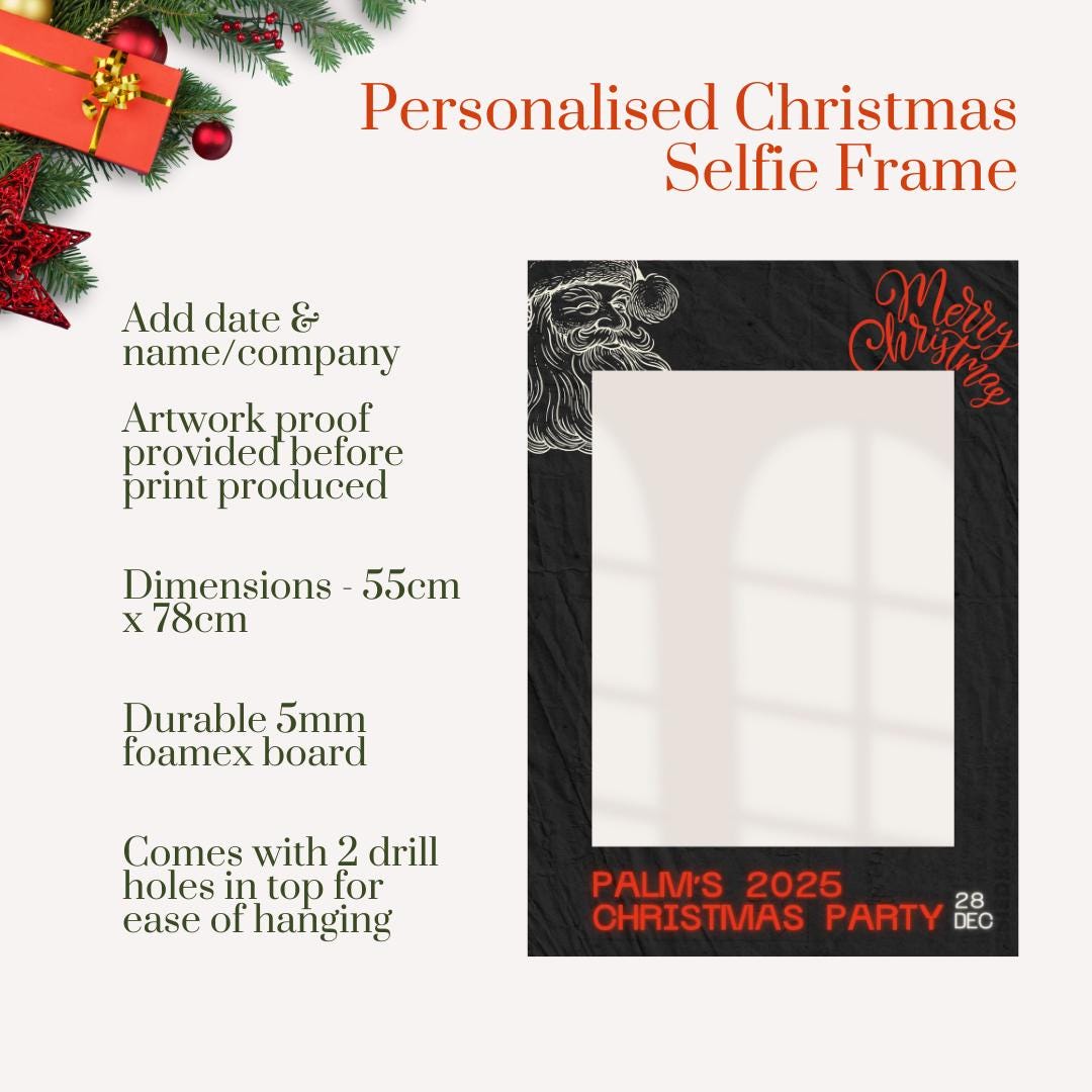 Personalised Christmas Selfie Frame – Retro Black & Red