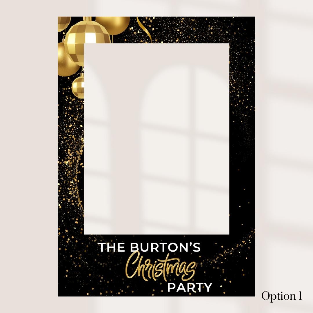 Personalised Christmas Selfie Frame | Black & Gold Christmas Party Photo Prop | Custom Company Christmas Decoration | Ph