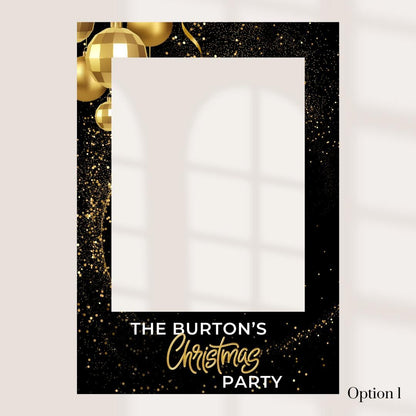 Personalised Christmas Selfie Frame | Black & Gold Christmas Party Photo Prop | Custom Company Christmas Decoration | Ph