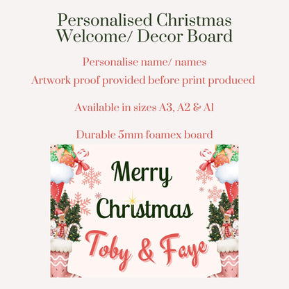 Personalised Christmas Sign | Traditional Christmas Decor Board | Custom Name Festive Sign | Family Christmas Welcome Board
