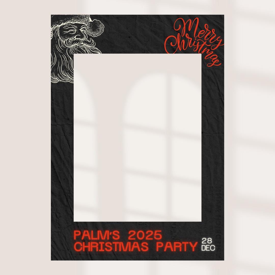Personalised Christmas Selfie Frame | Retro Black & Red Christmas Party Photo Prop | Custom Company Christmas Decoration