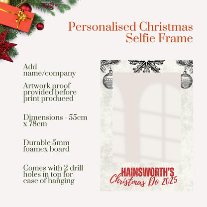 Personalised Christmas Selfie Frame – Rustic White & Red