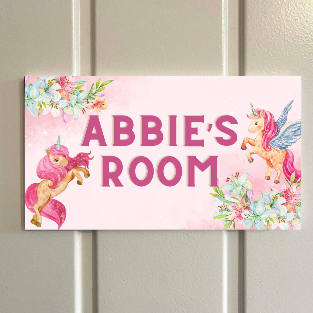 Personalised Unicorn Room Door Sign – Girls Bedroom Sign – Custom Name Door Plaque – Unicorn Decor – Kids Bedroom Sign –