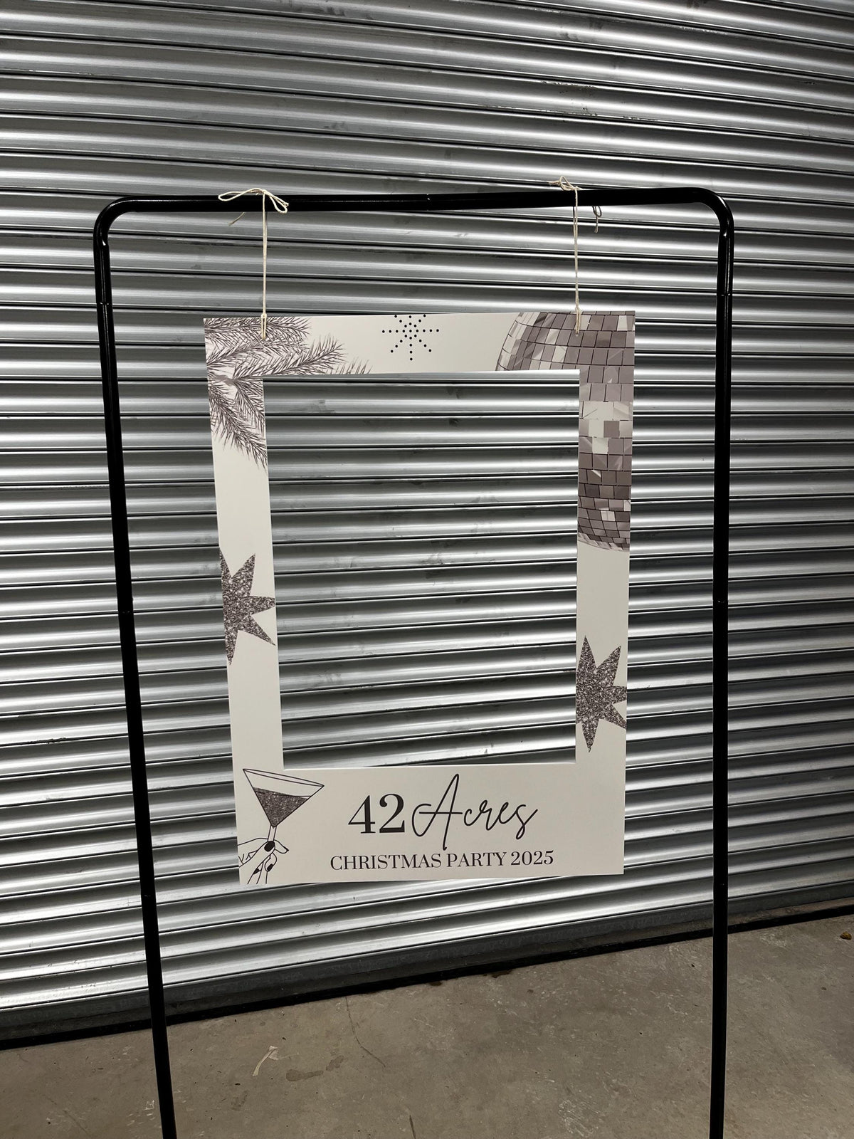 Personalised Christmas Selfie Frame | White & Silver Disco Christmas Party Photo Prop | Custom Company Christmas Decoration | Photo Booth