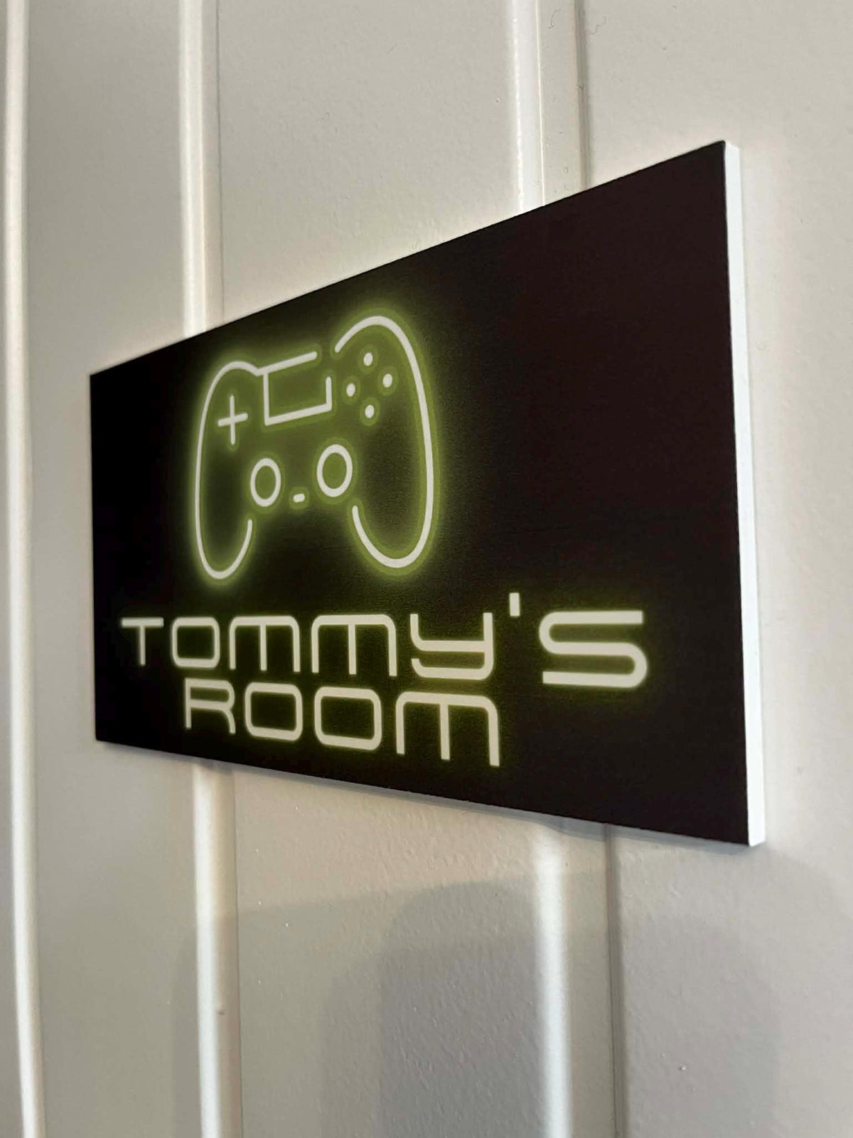 Personalised Gamer Room Sign | Custom Kids Door Plaque | Neon Game Controller Design | 3 Colour Options | Bedroom Door Sign