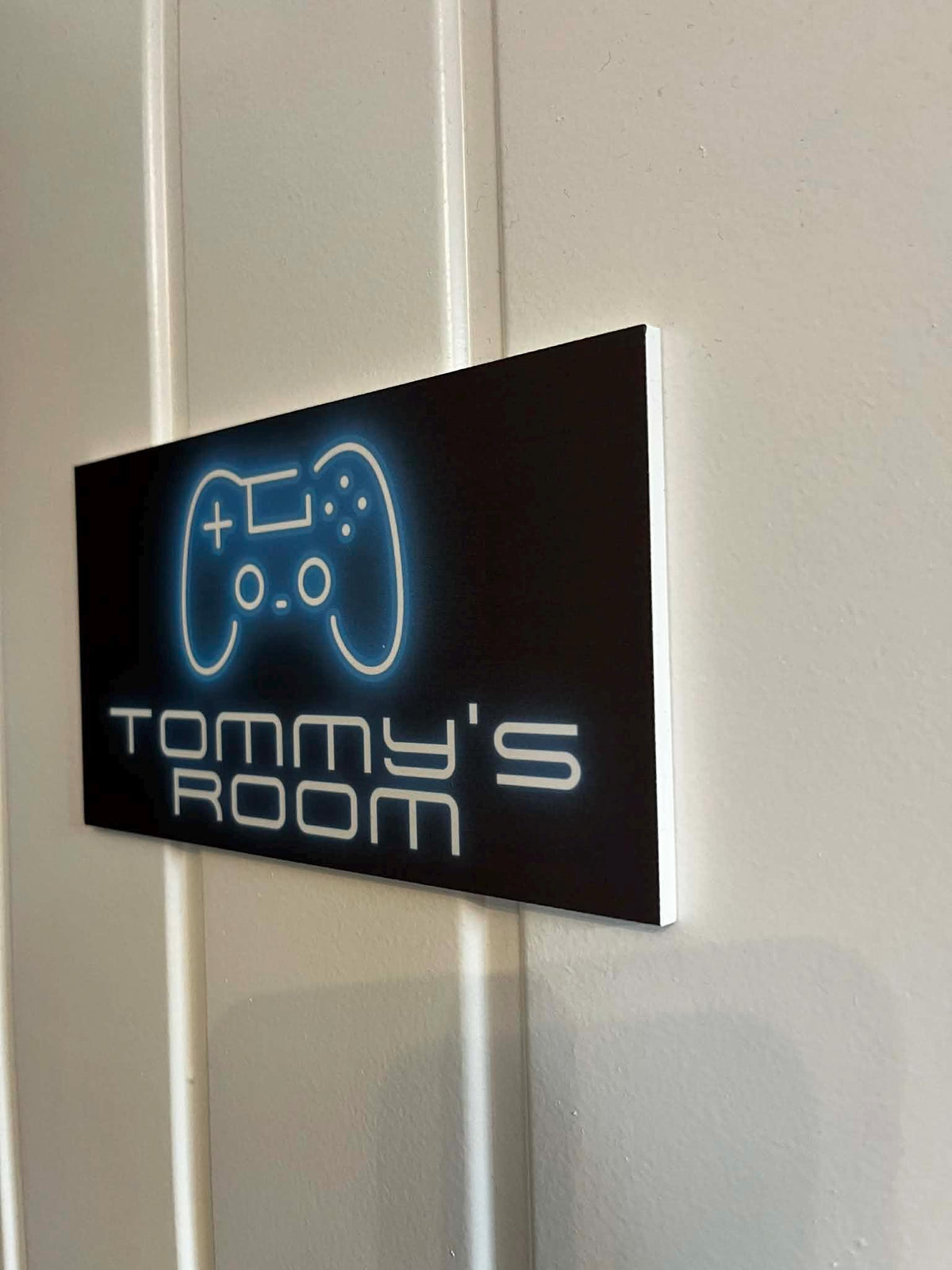 Personalised Gamer Room Sign | Custom Kids Door Plaque | Neon Game Controller Design | 3 Colour Options | Bedroom Door Sign