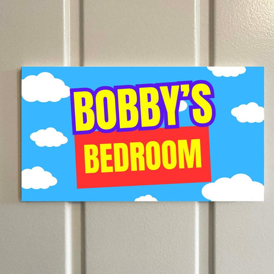 Personalised Kids Bedroom Sign – Toy-Inspired Room Door Sign – Custom Name – Kids Bedroom Decor – 18cm x 10cm