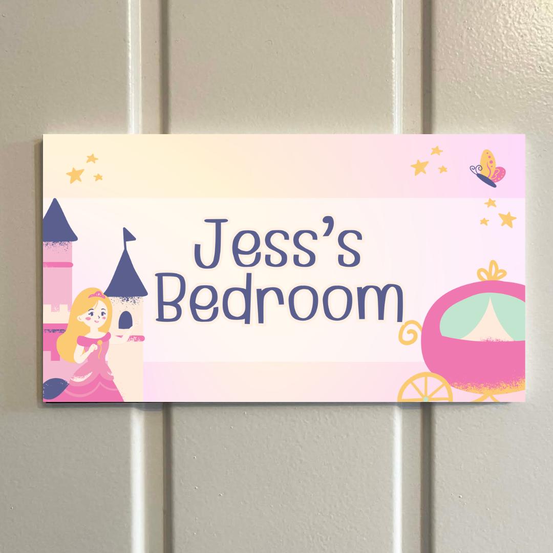 Personalised Princess Bedroom Door Sign – Fairy Tale Castle & Carriage