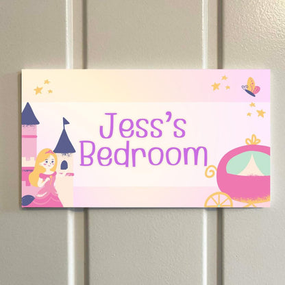 Personalised Princess Bedroom Door Sign – Fairy Tale Castle & Carriage