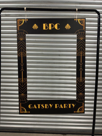 Personalised 1920s Birthday Selfie Frame – Art Deco Black & Gold x 3 Font's