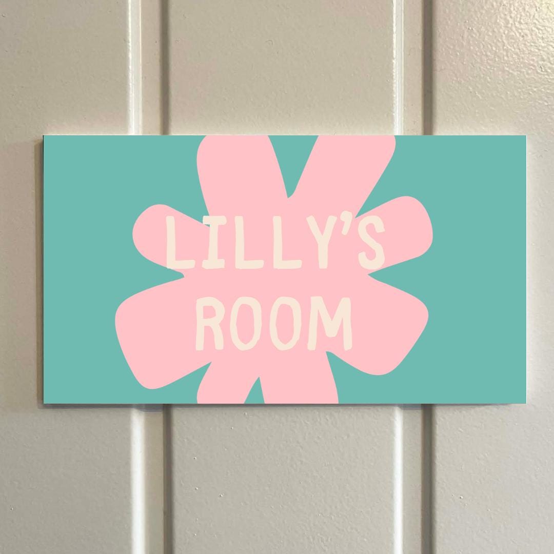 Personalised Kids Room Sign | Retro Flower Bedroom Door Plaque | Custom Name Sign | Teen Girl Decor | 70s Style Room Sign | 3 Colour Options