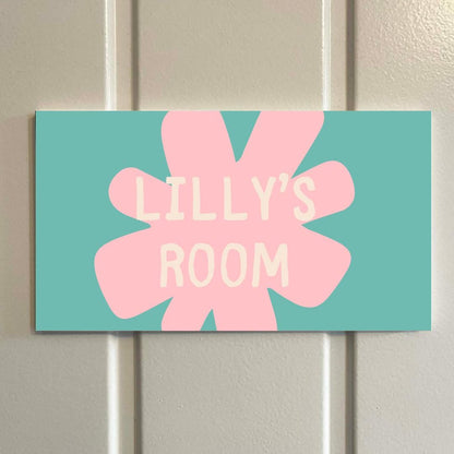 Personalised Kids Room Sign | Retro Flower Bedroom Door Plaque | Custom Name Sign | Teen Girl Decor | 70s Style Room Sign | 3 Colour Options