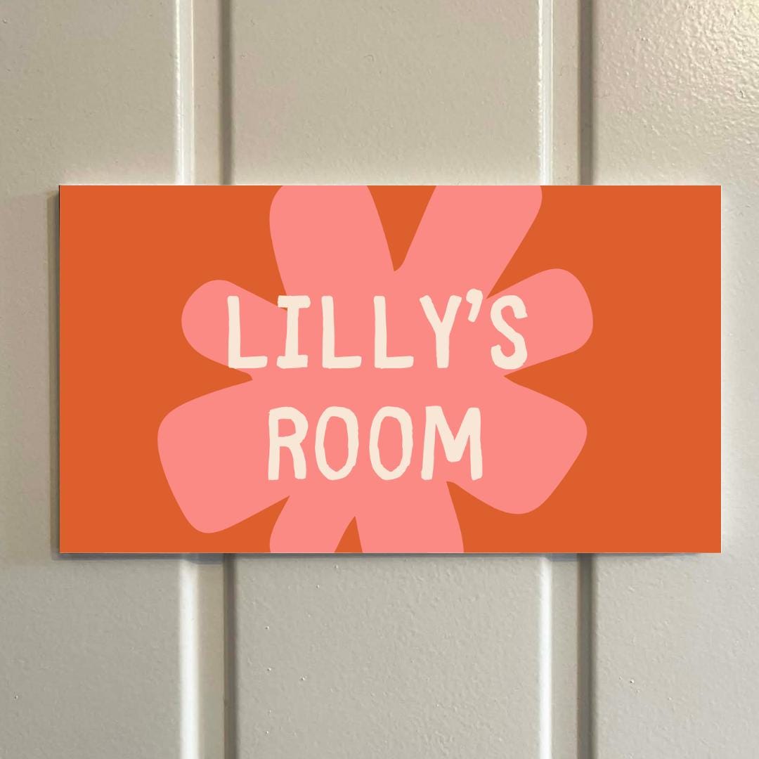 Personalised Kids Room Sign | Retro Flower Bedroom Door Plaque | Custom Name Sign | Teen Girl Decor | 70s Style Room Sig