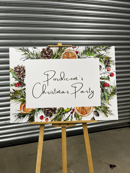 Personalised Christmas Party Sign | Custom Christmas Welcome Board | Festive Event Decoration | Holiday Party Sign | Printed Foamex Board