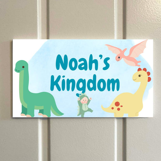 Personalised Dinosaur Bedroom Door Sign | Kids Dino Kingdom Name Plaque | Custom Boys Room Decor | Cute Dinosaur Door Si