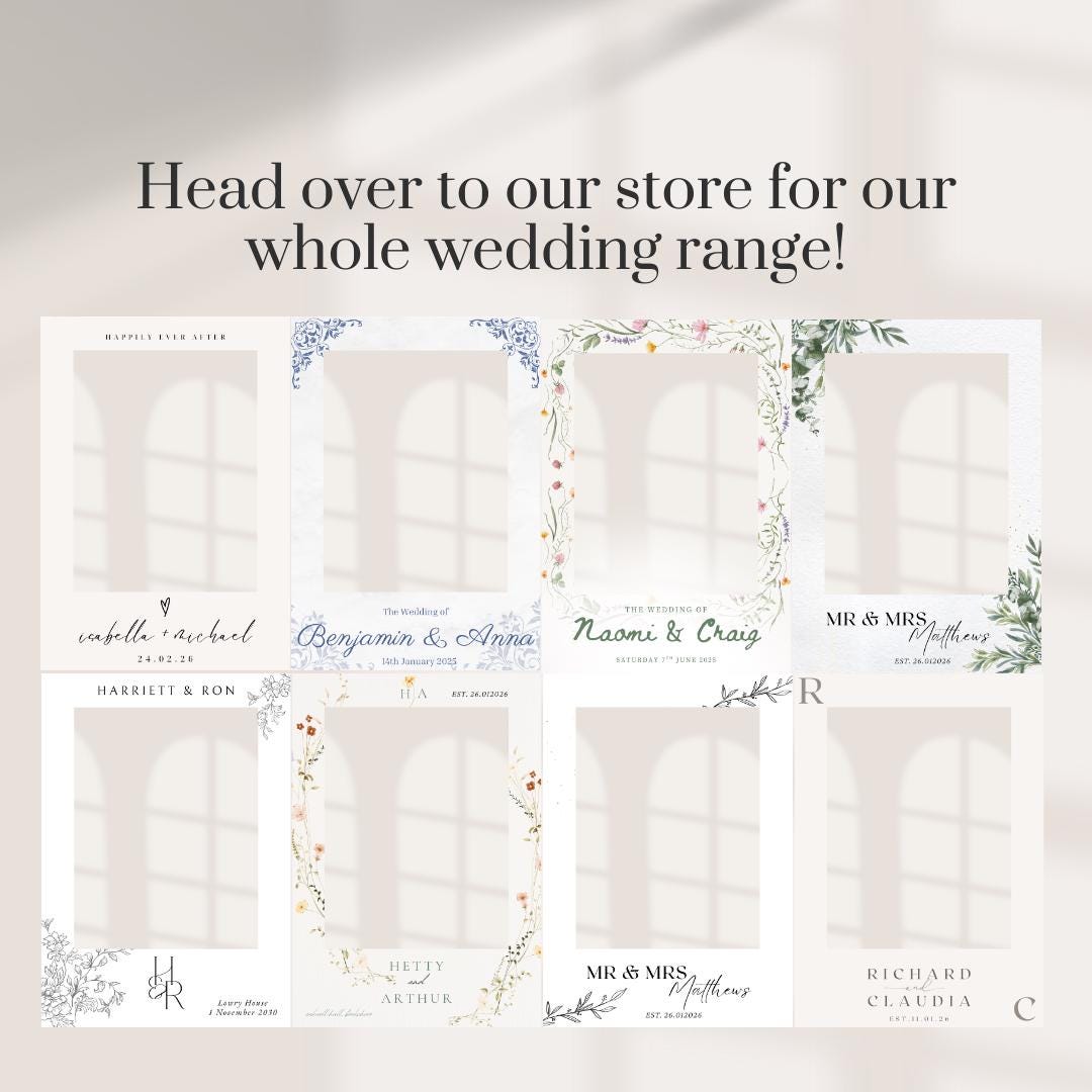 Personalised Wedding Selfie Frame | Modern Monogram Photo Booth Frame | Neutral Wedding Decor | Custom Names & Date