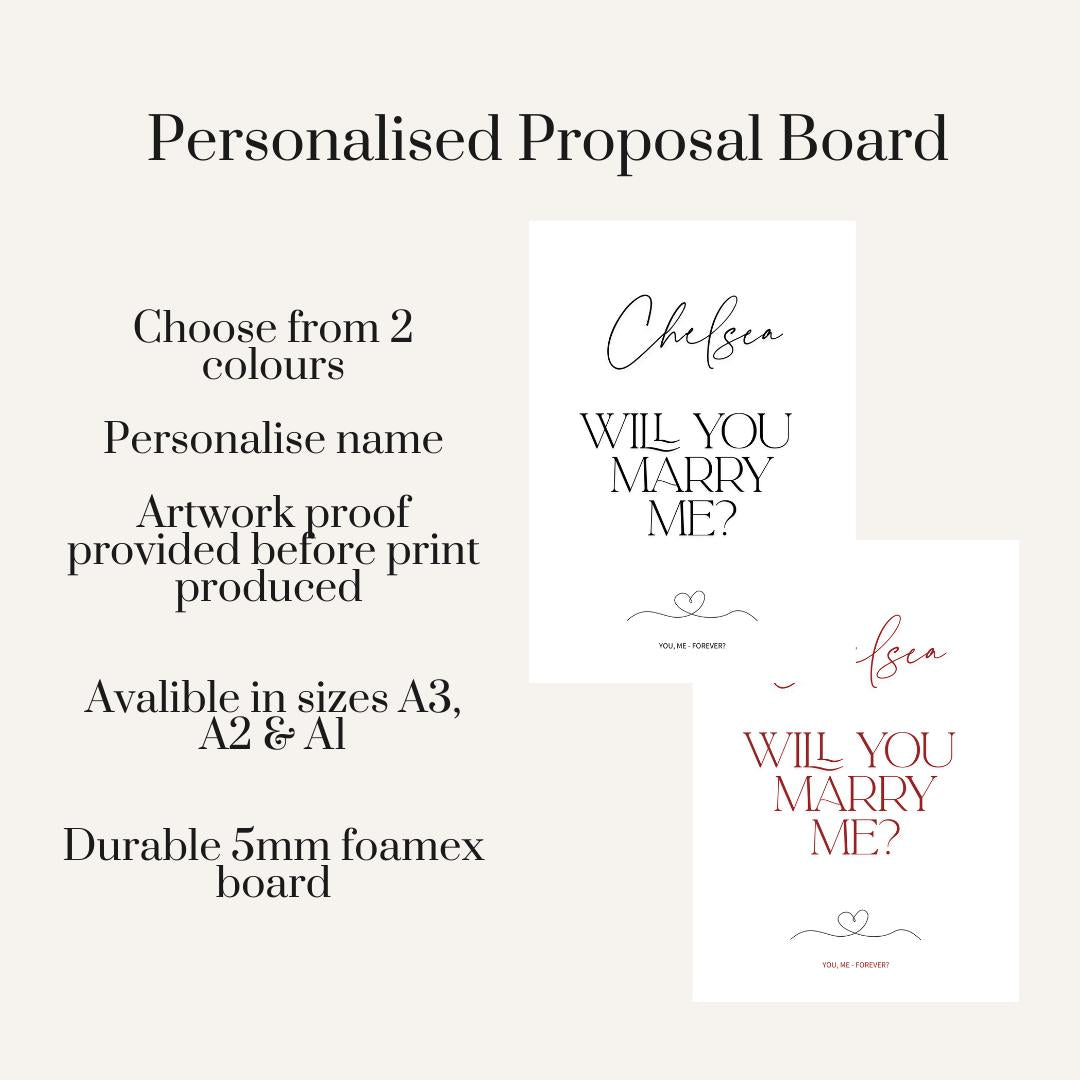 Personalised Proposal Board – Will You Marry Me Sign – Minimal Proposal Board – Custom Engagement Sign – Foamex Proposal Board