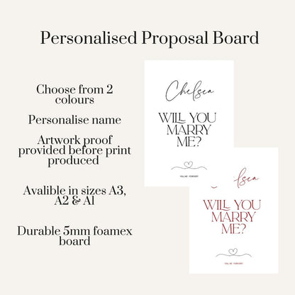 Personalised Proposal Board – Will You Marry Me Sign – Minimal Proposal Board – Custom Engagement Sign – Foamex Proposal Board