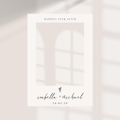 Personalised Wedding Selfie Frame | Neutral Wedding Photo Booth Frame | Happily Ever After Selfie Frame | Custom Names &