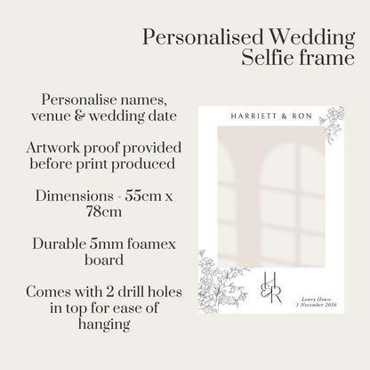 Personalised Wedding Selfie Frame | Elegant Monogram Photo Booth Frame | Classic Wedding Decor | Custom Names Date Venue
