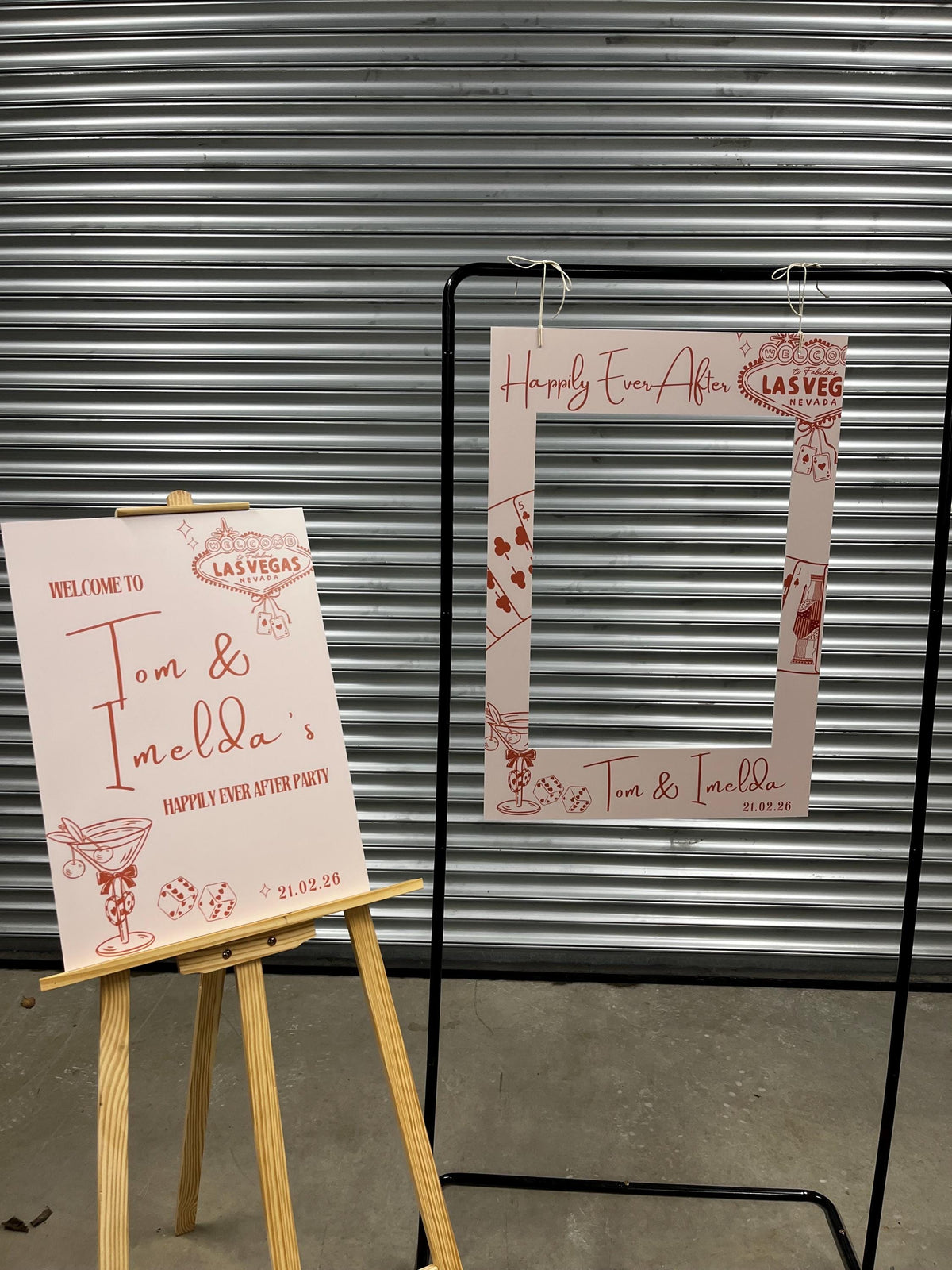 Personalised Las Vegas Wedding Selfie Frame – Casino Themed Photo Booth Prop - 3 Colour Options