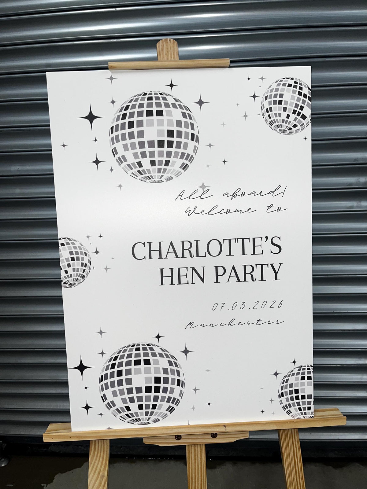 Personalised Disco Ball Birthday Welcome Board, 40th Birthday Party Sign, Custom Milestone Birthday Decor