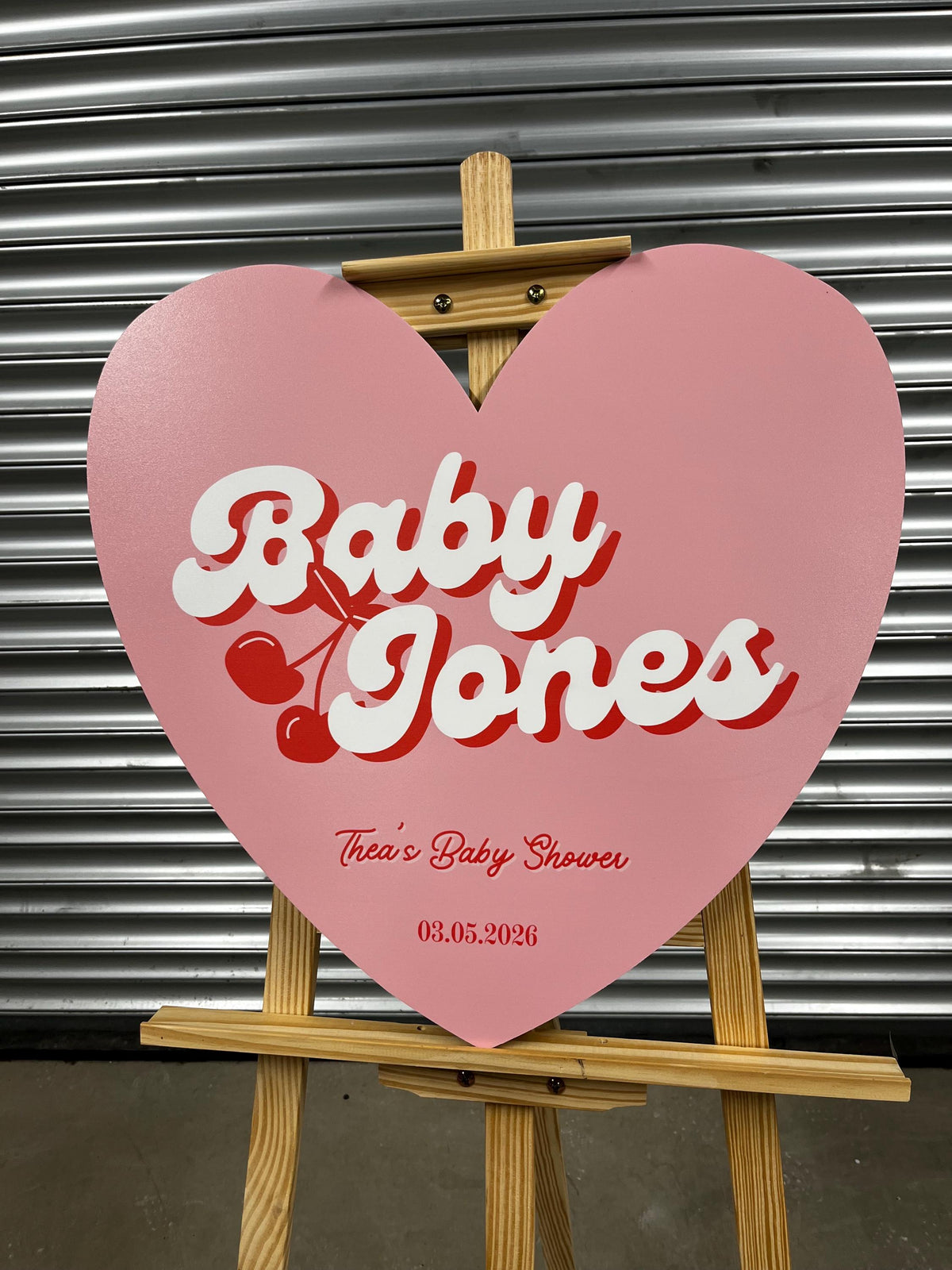 Personalised Baby Shower Welcome Sign – Retro “Baby Love” Heart Board – Custom Baby Shower Decor – Girl Baby Shower Sign