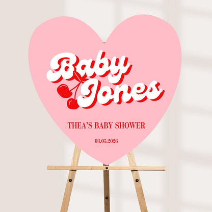 Personalised Baby Shower Welcome Sign – Retro “Baby Love” Heart Board – Custom Baby Shower Decor – Girl Baby Shower Sign