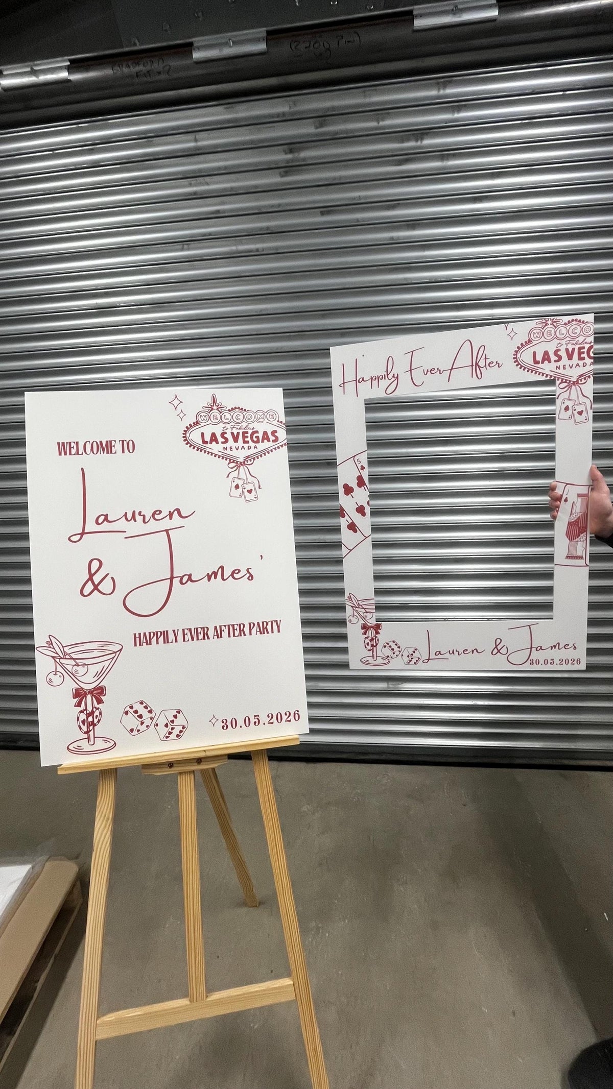 Personalised Las Vegas Wedding Selfie Frame – Casino Themed Photo Booth Prop - 3 Colour Options
