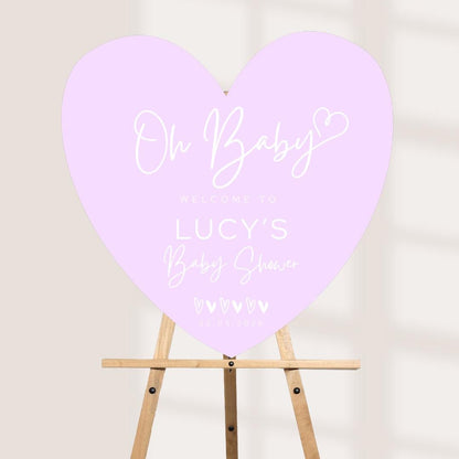 Personalised Baby Shower Welcome Sign | Custom Oh Baby Heart Board | Entrance Sign | Modern Baby Shower Decor | Available in 4 Colours
