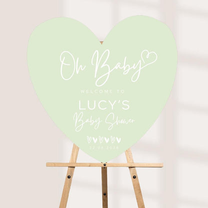 Personalised Baby Shower Welcome Sign | Custom Oh Baby Heart Board | Entrance Sign | Modern Baby Shower Decor | Available in 4 Colours