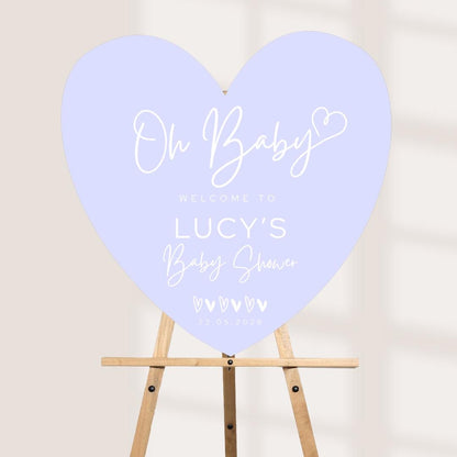 Personalised Baby Shower Welcome Sign | Custom Oh Baby Heart Board | Entrance Sign | Modern Baby Shower Decor | Available in 4 Colours
