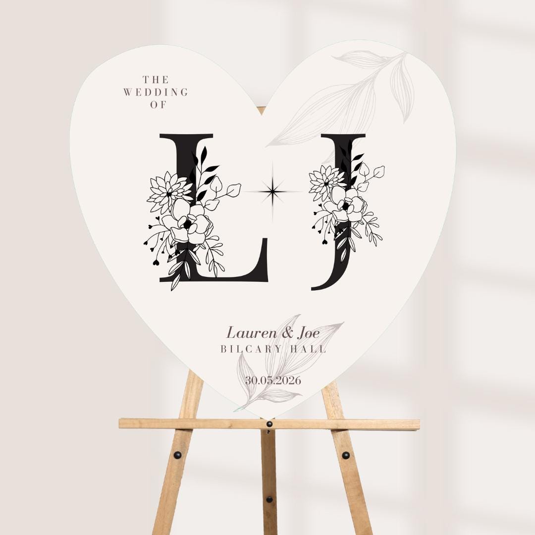 Personalised Wedding Welcome Sign, Heart Shaped Wedding Sign, Custom Wedding Sign, Wedding Party Welcome Board, Foam Boa