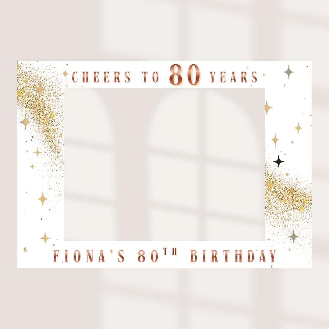 Personalised Birthday Selfie Frame, Cheers to 70 80 90 Years Photo Booth Frame, Custom Milestone Birthday Photo Prop, Birthday Selfie Frame