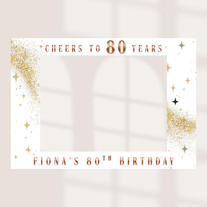 Personalised Birthday Selfie Frame, Cheers to 70 80 90 Years Photo Booth Frame, Custom Milestone Birthday Photo Prop, Birthday Selfie Frame