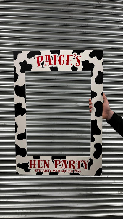 Personalised Cow Print Hen Party Selfie Frame – Last Rodeo