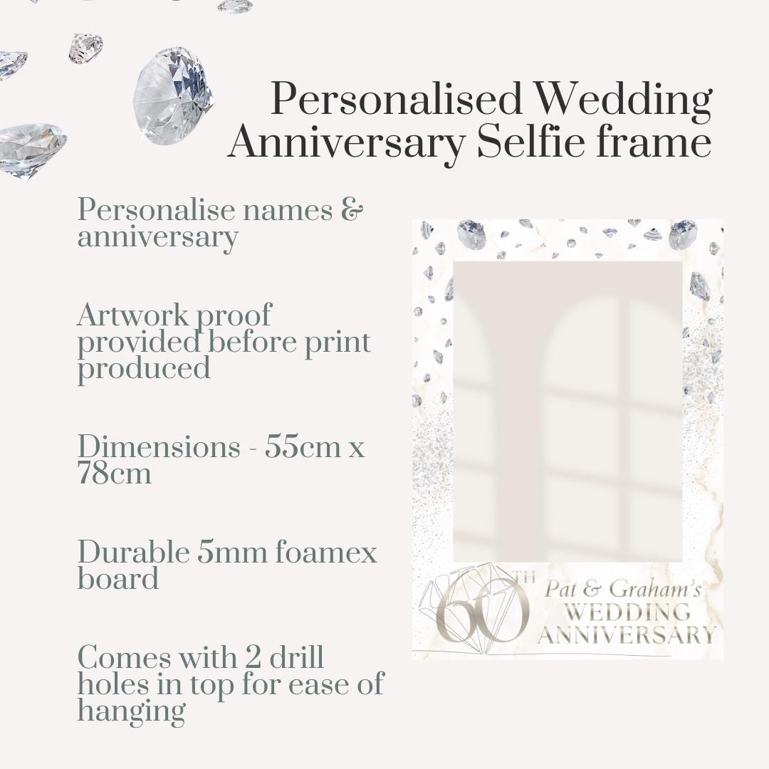 Diamond Wedding Anniversary Selfie Frame – 60th