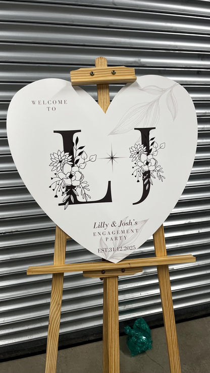 Personalised Wedding Welcome Sign, Heart Shaped Wedding Sign, Custom Wedding Sign, Wedding Party Welcome Board, Foam Board Wedding Sign