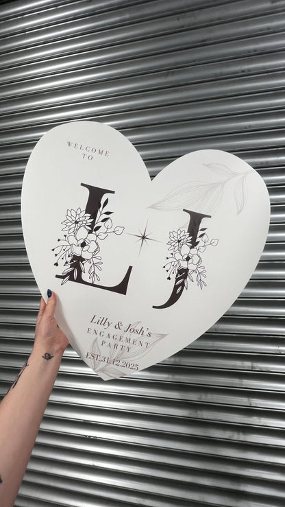 Personalised Wedding Welcome Sign, Heart Shaped Wedding Sign, Custom Wedding Sign, Wedding Party Welcome Board, Foam Board Wedding Sign