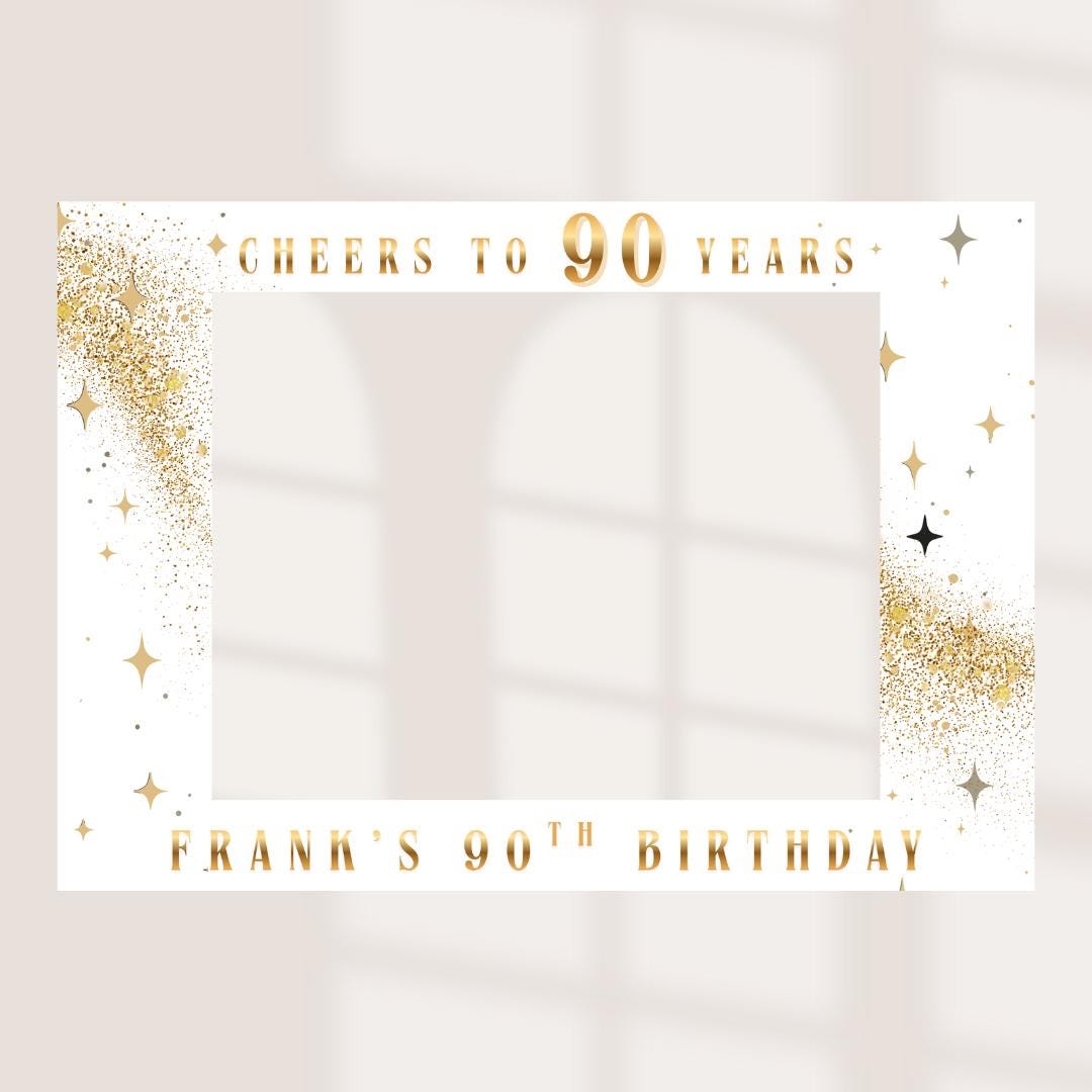 Personalised Birthday Selfie Frame, Cheers to 70 80 90 Years Photo Booth Frame, Custom Milestone Birthday Photo Prop, Bi