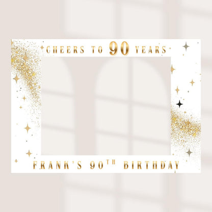 Personalised Birthday Selfie Frame, Cheers to 70 80 90 Years Photo Booth Frame, Custom Milestone Birthday Photo Prop, Bi