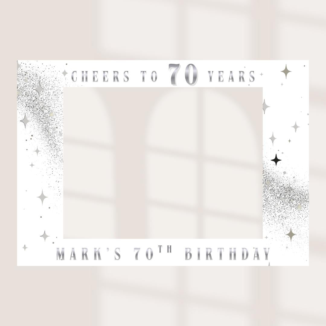 Personalised Birthday Selfie Frame, Cheers to 70 80 90 Years Photo Booth Frame, Custom Milestone Birthday Photo Prop, Birthday Selfie Frame